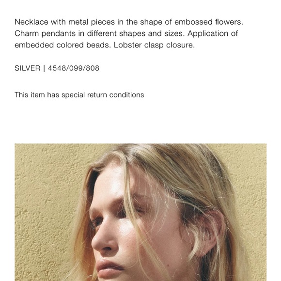 Zara NWT flower charm choker necklace 4548/099 - Picture 6 of 8